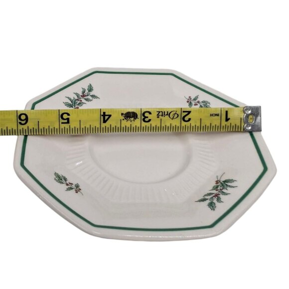 Nikko Christmastime 8 Pc Set 4 Cups 4 Saucers Octagon Christmas Tree JAPAN - Picture 10 of 13